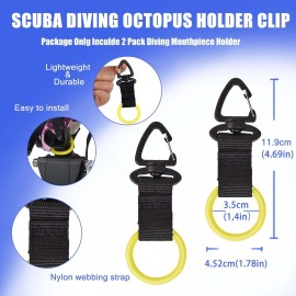 JUSTOOP Scuba Octopus Mouthpiece Holder,Silicone Octopus Holder for Scuba Diving 0cto Mouthpiece Keeper for 2nd Stage Regulator Octopus Retainer with Spring Clip,2 PCS,Yellow