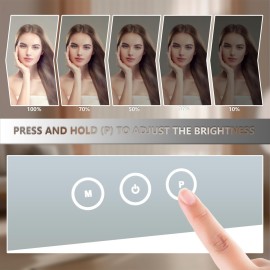 Acoolda Vanity Mirror with Lights, Makeup Mirror with Lights Three Color Lighting Modes, Dimmable Touch Screen, Detachable 10X Magnifying Mirror, 360Free Rotation,White