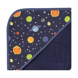 Hudson Baby Unisex Baby Cotton Rich Hooded Towels, Solar System, One Size