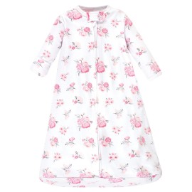 Hudson Baby Unisex Baby Cotton Long-Sleeve Wearable Sleeping Bag, Sack, Blanket, Basic Pink Floral, 18-24 Months