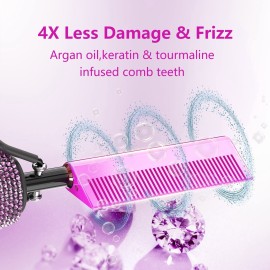 DAN Technology 500 hot Comb Electric for Wigs, Diamond Heating Comb, 60 Min Auto-Off & 7 Temperatures Adjustable Purple hot Comb, Professional Pressing Combs for Black Hair