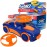 Spinz Race Car with Flying Disc Launcher, Pull Back Bumper Toy Racer, Kids, Boys, Girls Gift, Orange & Blue, Ages 3+