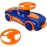 Spinz Race Car with Flying Disc Launcher, Pull Back Bumper Toy Racer, Kids, Boys, Girls Gift, Orange & Blue, Ages 3+