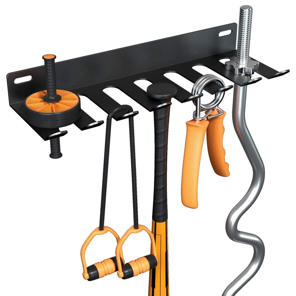 Riuog Gym Equipment Storage Rack,Multi Purpose Wall Mount Home Gym Equipment Storage Rack for Resistance Bands, Jump Ropes, Yoga Mat, Foam Roller, Chains, Barbells Carabiners Included, gift