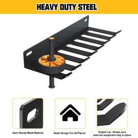 Riuog Gym Equipment Storage Rack,Multi Purpose Wall Mount Home Gym Equipment Storage Rack for Resistance Bands, Jump Ropes, Yoga Mat, Foam Roller, Chains, Barbells Carabiners Included, gift