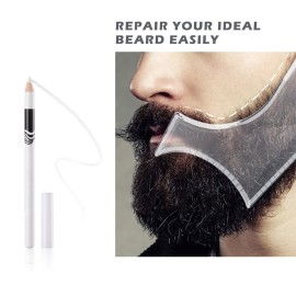 NewBang 8 Piece White Barber Pencil Set - Edge Hairline Razor Trace Pencils for Beard Guide and Shaping with Built-in Sharpener, Brush and Ruler