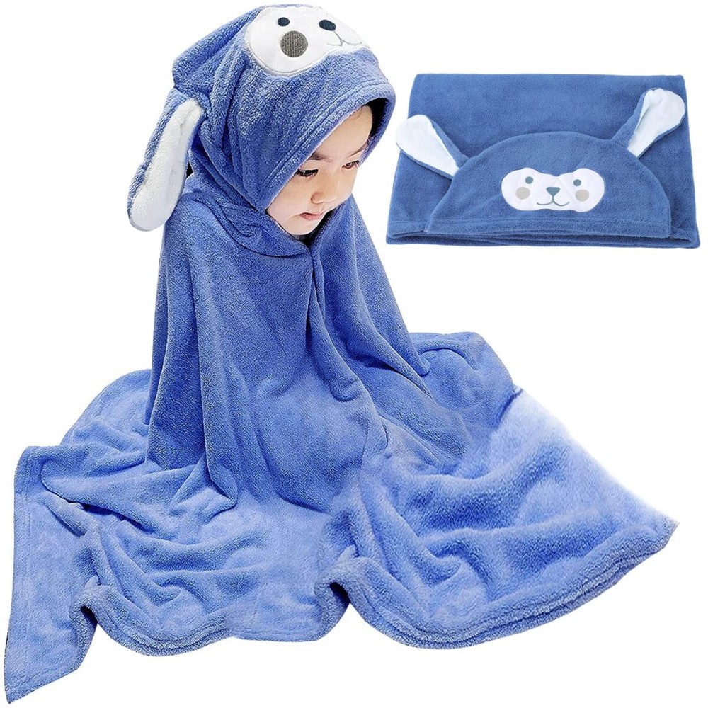 Visen Premium Hooded Towel for Kids,-2855 INCH Large Size Kids Bath Towel,Ultra Soft Hooded Towel Wrap for Boys Girls, Highly Absorbent Bathrobe Blanket Gifts for Toddlers Shower (Navy Blue)