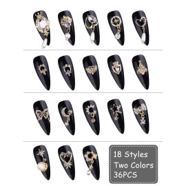 EBANKU 36 Pcs Luxury 3D Shiny Nail Art Charms - Rhinestone Diamonds Metal Jewelry Design Charms Gold Silver Heart Pearl Crystal Gems for Women DIY Beauty EBANKU 36 Pcs Luxury 3D Shiny Nail Art Charms - Rhinestone Diamonds Metal Jewelry Design Charms Gold Silver Heart Pearl Crystal Gems for Women DIY Beauty