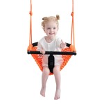 nets Tribe 2 -in- 1 Toddler Swing. Swing Seat for Kids with Adjustable Ropes, for Kids Heavy Duty Rope Play Secure Children Swings Set, for Outdoor Indoor, Backyard. Upgrade Product (Orange)