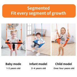 nets Tribe 2 -in- 1 Toddler Swing. Swing Seat for Kids with Adjustable Ropes, for Kids Heavy Duty Rope Play Secure Children Swings Set, for Outdoor Indoor, Backyard. Upgrade Product (Orange)