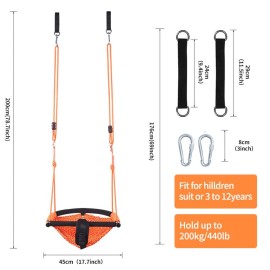 nets Tribe 2 -in- 1 Toddler Swing. Swing Seat for Kids with Adjustable Ropes, for Kids Heavy Duty Rope Play Secure Children Swings Set, for Outdoor Indoor, Backyard. Upgrade Product (Orange)