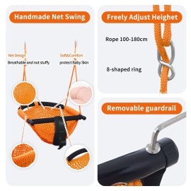 nets Tribe 2 -in- 1 Toddler Swing. Swing Seat for Kids with Adjustable Ropes, for Kids Heavy Duty Rope Play Secure Children Swings Set, for Outdoor Indoor, Backyard. Upgrade Product (Orange)