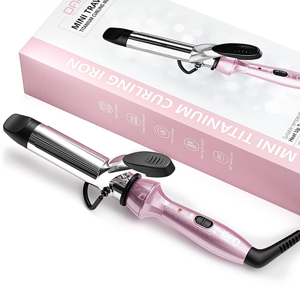 DAN Technology Travel Mini Curling Iron, Dual Voltage Curling Iron up to 450F for Short Hair,Nano - Titanium Barrels & 30s PTC Fast Heating