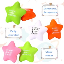 Kasyat 20 Pcs Star Stress Balls - 2.16 Motivational Squeeze Toys for Adults, Teens, Students & Party Favors(Orange, Pink, White, Green)