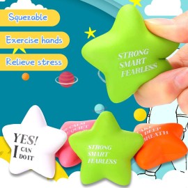 Kasyat 20 Pcs Star Stress Balls - 2.16 Motivational Squeeze Toys for Adults, Teens, Students & Party Favors(Orange, Pink, White, Green)