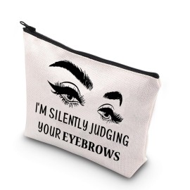 BDPWSS Esthetician Makeup Bag Makeup Artist Gift I\'m Silently Judging Your Eyebrows Funny Gift For Beautician Cosmetologist Beauty Stylist Gift (judging your eyebrows)