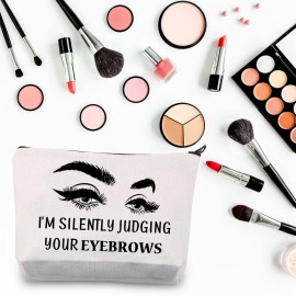 BDPWSS Esthetician Makeup Bag Makeup Artist Gift I\'m Silently Judging Your Eyebrows Funny Gift For Beautician Cosmetologist Beauty Stylist Gift (judging your eyebrows)