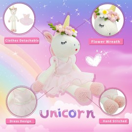 JUSTQUNSEEN Unicorn Stuffed Animals Plush Ballerina Baby Doll, Unicor n Toys for Girl Age 4-6, Stuffed Animals for Girls 4 Year Old Girls Birthday Gift U nicorn Decorations for Girl Toys 4-5(Pink)