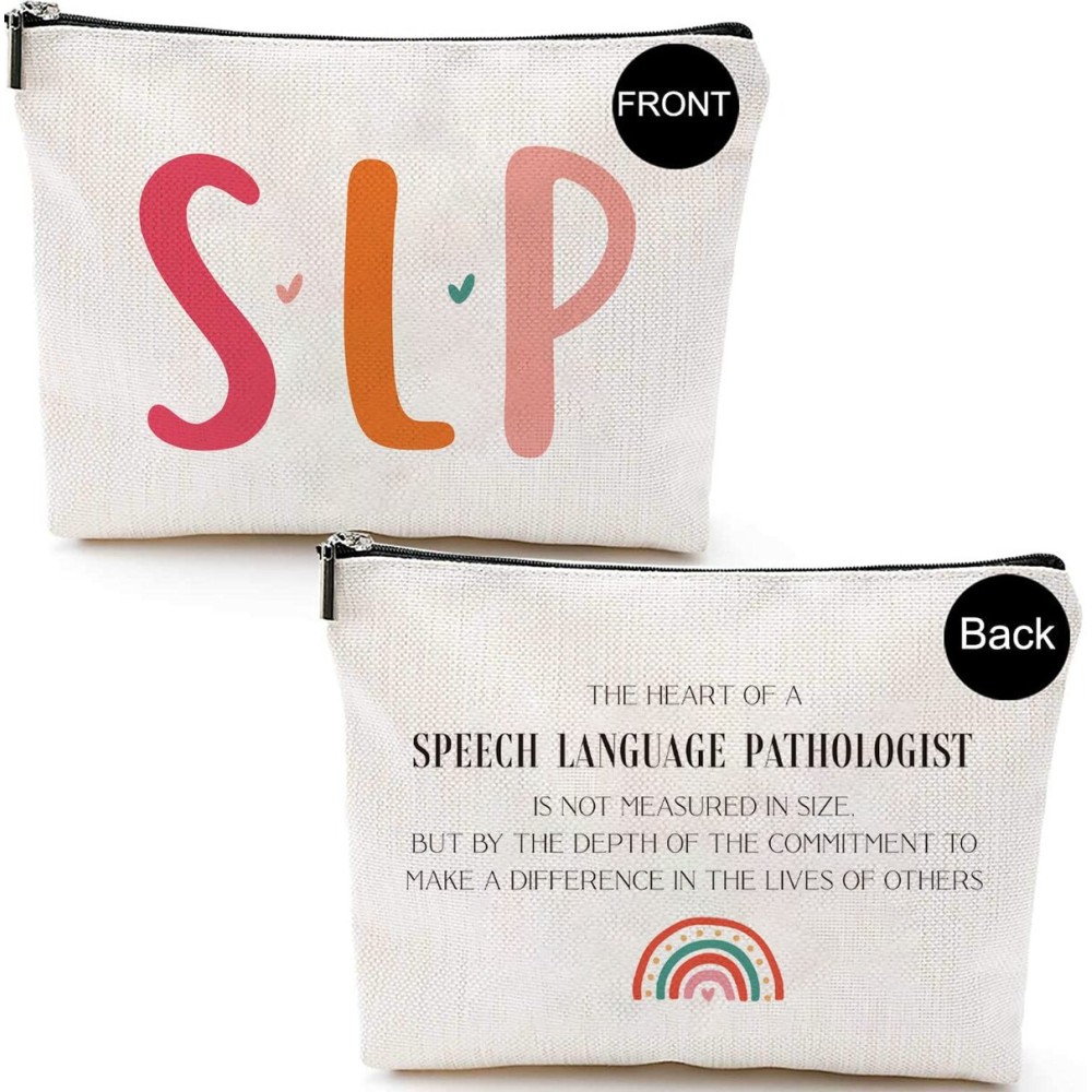 Blue Leaves Speech Therapy Speech Language Pathologist Gifts, Speech Pathology Makeup Bag Cosmetic Bag, Speech Language Pathology Gift, Birthday Christmas Thanksgiving Gifts for SLP Makeup Bag