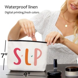 Blue Leaves Speech Therapy Speech Language Pathologist Gifts, Speech Pathology Makeup Bag Cosmetic Bag, Speech Language Pathology Gift, Birthday Christmas Thanksgiving Gifts for SLP Makeup Bag