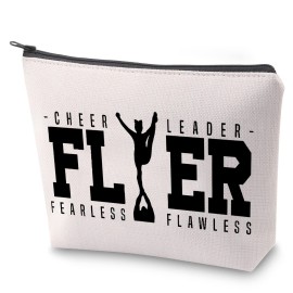 Cheerleading Cosmetic Bag Cheer Leader Fearless Flawless Makeup Bag With Zipper Cheerleader Survival Kit Cheer Team Gift (FLER)