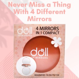 Doll of Mirrors Magnifying Makeup Mirror 4 in 1, Portable Blush Pink Handheld Cosmetic Mirror with 1X-5X-7X-15X Zoom for Everyday Use from Doll of Mirrors Magnifying Makeup Mirror 4 in 1, Portable Blush Pink Handheld Cosmetic Mirror with 1X-5X-7X-15X Zoom for Everyday Use from