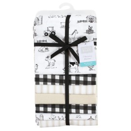 Hudson Baby Unisex Baby Cotton Flannel Receiving Blankets Bundle, Neutral Farm, One Size