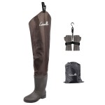 GREENWATER Hip Waders for Men Women with Boots Waterproof,2-Ply PVC/Nylon Adult Bootfoot Hip Waders with Cleated for Fishing & Hunting (Brown, M12)