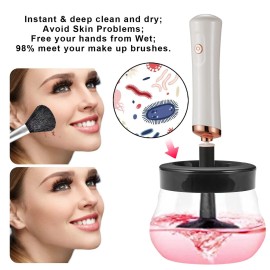 JZLUCKY Electric Makeup Brush Cleaner and Dryer Machine, Super Fast Portable Brush Cleaner, Wash and Dry Brushes in Seconds, Cosmetic Spinner Cleaner for Most Size Brushes(white) JZLUCKY Electric Makeup Brush Cleaner and Dryer Machine, Super Fast Portable Brush Cleaner, Wash and Dry Brushes in Seconds, Cosmetic Spinner Cleaner for Most Size Brushes(white)