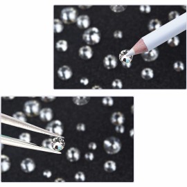 Rhinestones,3150pcs Clear Nail Gems Silver Face Jewels Tooth Eye Gems-Tiny Glass Nail Diamonds Stone Flatback-Small White Crystals Rhinestone for Acrylic Nails-Craft Gems with Wax Pen HINABTRU