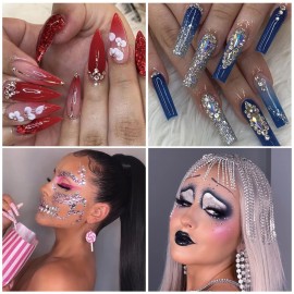 Rhinestones,3150pcs Clear Nail Gems Silver Face Jewels Tooth Eye Gems-Tiny Glass Nail Diamonds Stone Flatback-Small White Crystals Rhinestone for Acrylic Nails-Craft Gems with Wax Pen HINABTRU