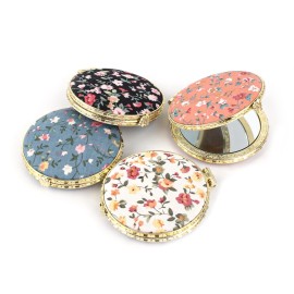 Framendino, 4 Pack Retro Floral Pocket Mirror Vintage Flowers Folding Makeup Compact Mirrors for Women Girls