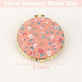 Framendino, 4 Pack Retro Floral Pocket Mirror Vintage Flowers Folding Makeup Compact Mirrors for Women Girls