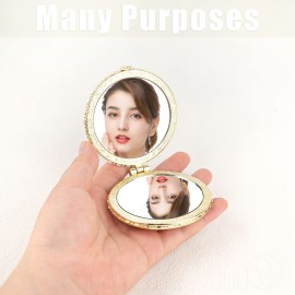 Framendino, 4 Pack Retro Floral Pocket Mirror Vintage Flowers Folding Makeup Compact Mirrors for Women Girls