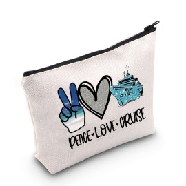 POFULL Cruise Travel Gift Cruise Lover Gift Peace Love Cruise Cosmetic Bag Summer Vacation Gift (PEACE LOVE CRUISE bag)