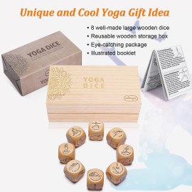 Garybank Yoga Dice in Wooden Gift Box with Practice Guide, 8 Workout Exercise Dice, Tons of Possible Combinations, Yoga Accessories Gifts for Beginners Women, Mindfulness Meditation Gifts,Fitness Dice