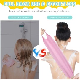 3 Pack Exfoliating Back Scrubber with Handles Exfoliating Washcloth Nylon Extended Length Body Exfoliator Brush Stretchable Pull Strap Back Washer for Shower Long Bath (Pink, Blue, Yellow) 3 Pack Exfoliating Back Scrubber with Handles Exfoliating Washcloth Nylon Extended Length Body Exfoliator Brush Stretchable Pull Strap Back Washer for Shower Long Bath (Pink, Blue, Yellow)