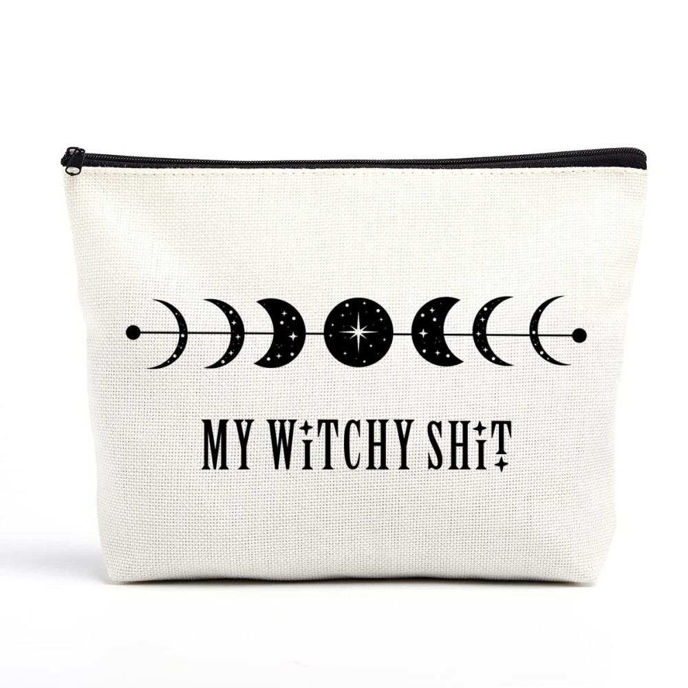 Witchy Gifts Witch Stuff Witchy Makeup Bag Witch Bag Witchcraft Bag Meditation Halloween Birthday Gifts for Witchcraft Lover Women Her Girl Friends Tarot Cards for Beginners Coven Sistery Witchy SHT