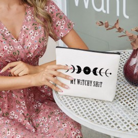 Witchy Gifts Witch Stuff Witchy Makeup Bag Witch Bag Witchcraft Bag Meditation Halloween Birthday Gifts for Witchcraft Lover Women Her Girl Friends Tarot Cards for Beginners Coven Sistery Witchy SHT