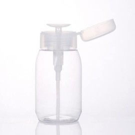 2Pcs 500ml (16.9oz) Nail Polish Remover Pump Bottle Dispenser Empty Push Down Pump Dispenser Bottle with Flip Top Cap for Nail Polish and Makeup Remover, Clear