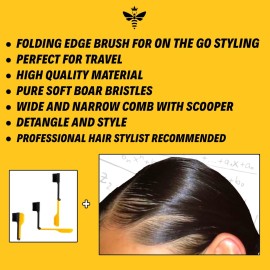 NYBEE New York Professional Folding Edge Brush Comb [Pack of 6 Assorted Colors] - Soft Bristle Baby Hair Brush, 3 in 1 Styler, Foldable Detangler, Perfect for Travel