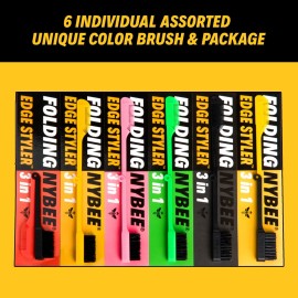 NYBEE New York Professional Folding Edge Brush Comb [Pack of 6 Assorted Colors] - Soft Bristle Baby Hair Brush, 3 in 1 Styler, Foldable Detangler, Perfect for Travel