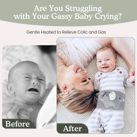Baby Colic and Gas Relief, Heated Tummy Wrap for Newborns Belly Relief by Soothing Warmth, Baby Heating Pad Swaddling Belt Relief & Soothe Gas, Colic and Upset Stomach for Newborn to Toddler(Elephant)