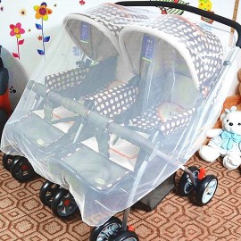 Twin Baby Stroller Full Cover Mosquito Netting Breathable Mesh Drawstring Mosquito Net for Infants Bassinet Cribs Carriage Trolley Cradles Baby Jogger Pushchair Outdoor Netting