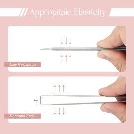 ALLOVE Eyelash Tweezers - Stainless Steel Lash Tweezers for Eyelash Extensions - Straight and Curved Lash Tweezers - Silver ALLOVE Eyelash Tweezers - Stainless Steel Lash Tweezers for Eyelash Extensions - Straight and Curved Lash Tweezers - Silver