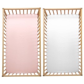 SiinvdaBZX 2 Pcs Satin Mini Crib Sheets 38 x 24In, Silky Soft Mini Portable Crib Sheets Mattress Cover Portable Playard Sheets with 5In Deep Pocket, Great for Baby Hair (Pink & White)