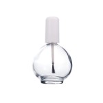 1 Piece Large Capacity 75ml (2.5oz) Empty Nail Polish Bottles with Brush Spherical Clear Glass Nail Polish Bottles Refillable Nail Polish Glass Bottles Containers for DIY Nail Art, White Lid