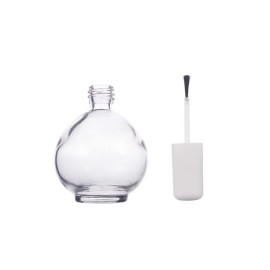 1 Piece Large Capacity 75ml (2.5oz) Empty Nail Polish Bottles with Brush Spherical Clear Glass Nail Polish Bottles Refillable Nail Polish Glass Bottles Containers for DIY Nail Art, White Lid