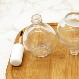 1 Piece Large Capacity 75ml (2.5oz) Empty Nail Polish Bottles with Brush Spherical Clear Glass Nail Polish Bottles Refillable Nail Polish Glass Bottles Containers for DIY Nail Art, White Lid