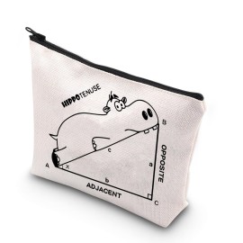 BDPWSS Hippo Lover Gifts Hippo Makeup Bag Hippopotamus Gifts Hippopotamus Geometry Funny Math Lover Gift Cute Hippo Theme Zipper Pouch (Hippotenuse opp)